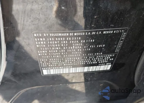 2018 Volkswagen Tiguan 2.0T Se/2.0T Sel z USA, uszkodzony, nr VIN 3VV2B7AX8JM012534